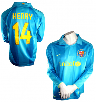 Nike FC Barcelona Trikot 14 Thierry Henry 2007/08 Unicef matchworn Blau Herren XL
