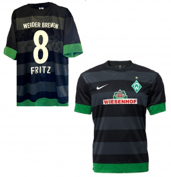 Nike SV Werder Bremen Trikot 8 Clemens Fritz 2012/13 auswärts SVW Wiesenhof schwarz Herren M
