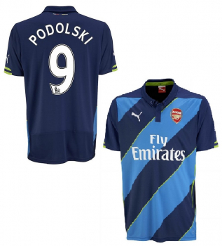 Puma FC Arsenal London Trikot 9 Lukas Podolski 2014/15 Fly Emirates Auswärts Herren M