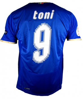 Puma Italien Trikot 9 Luca Toni Euro 2008 Blau Heim Kurzarm Herren M