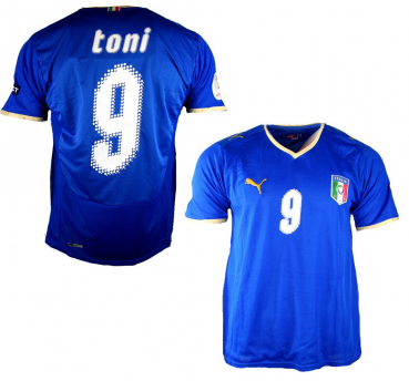 Puma Italien Trikot 9 Luca Toni Euro 2008 Blau Heim Kurzarm Herren M