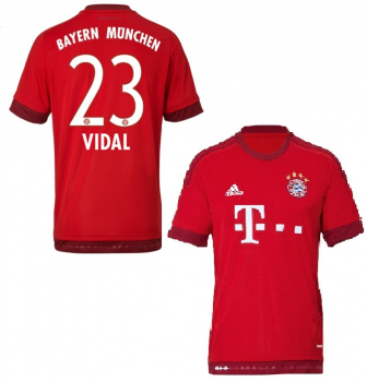 Adidas FC Bayern München Trikot 23 Arturo Vidal 2015/16 heim rot Herren S oder M