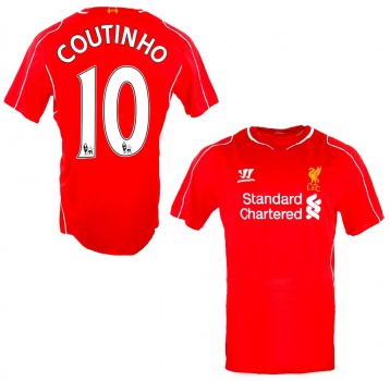 Warrior FC Liverpool Trikot 10 Philippe Coutinho 2014/15 Heim Standard Chartered Herren M
