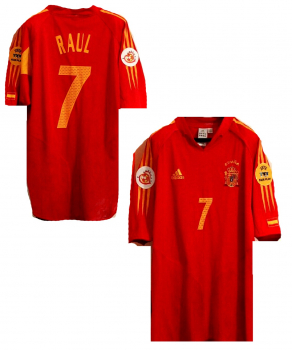 Adidas Spanien Trikot 7 Raul Euro 2004 rot Herren XL