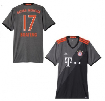 Adidas FC Bayern München Trikot 17 Jerome Boateng 2016/17 Auswärts grau 3rd Herren S