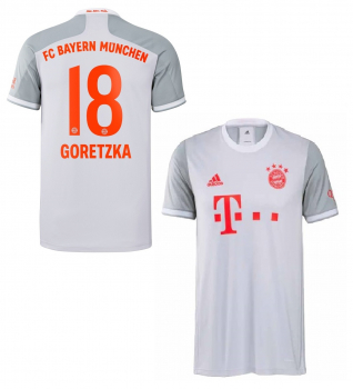 Adidas FC Bayern München Trikot 18 Leon Goretzka 2020/21 weiß/grau auswärts Herren L