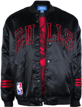 Adidas Chicago Bulls Jacke NBA Basketball Originals Satin College Schwarz Herren XL