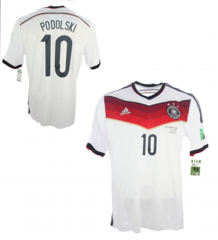 Adidas Deutschland Trikot 10 Lukas Podolski WM 2014 DFB NEU heim weiß Herren XL