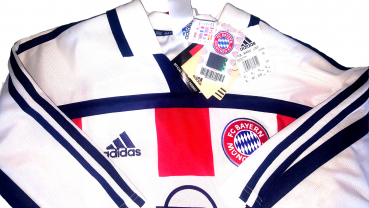 Adidas FC Bayern München Trikot 2000/01 CL Sieg Away Opel Weiß Rot NEU Herren XL