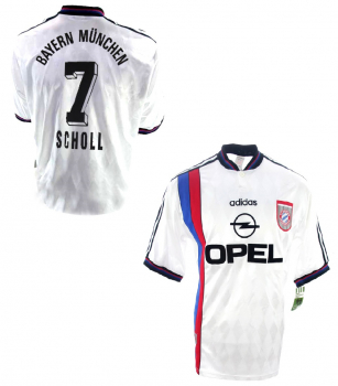 Adidas FC Bayern München Trikot 7 Mehmet Scholl 1996 Uefa Pokal Sieger Opel Weiß Herren XL