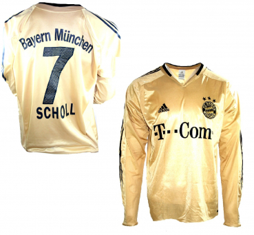 Adidas FC Bayern München Trikot 7 Mehmet Scholl 2004/05 Matchworn Gold Herren M