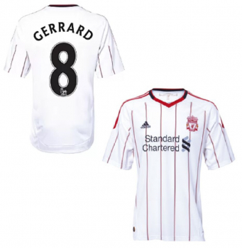 Adidas FC Liverpool Trikot 8 Steven Gerrard 2010/11 Weiß Away Herren XL