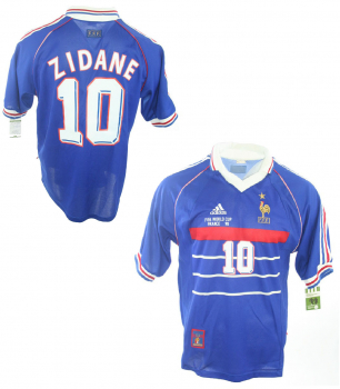 Adidas Frankreich Trikot 10 Zinedine Zidane WM 1998 Blau Heim Herren L