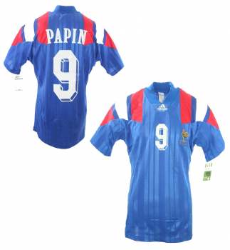 Adidas Frankreich Trikot 9 Jean-Pierre Papin Euro 1992 Heim Blau Herren M