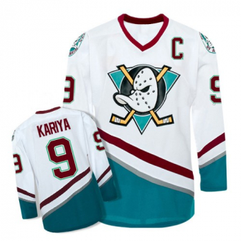Anaheim Mighty Ducks Trikot 9 Paul Kariya NHL Film Movie Weiß Neu S/M/L/XL/XXL/3XL