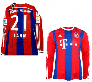 Adidas FC Bayern München Trikot 21 Philipp Lahm 2014/15 langarm heim neu blau rot gestreift Herren M