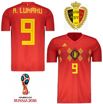 Adidas Belgien Trikot 9 Romelu Lukaku WM 2018 heim rot Herren L