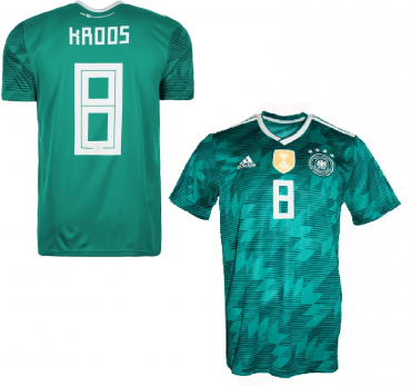 Adidas Deutschland Trikot 8 Toni Kroos WM 2018 Auswärts Grün DFB 4 Sterne Herren XL oder XXL/2XL