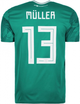 Adidas Deutschland Trikot 13 Thomas Müller WM 2018 Auswärts Grün DFB 4 Sterne Kinder 164 cm
