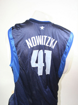 Reebok Dallas Mavericks jersey 41 Dirk Nowitzki NBA away Mavs swingover blue men's L or XXL/2XL