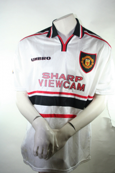 Umbro Manchester United Trikot 1997/98/99 Sharp Viewcam Weiß Herren XL (öz)