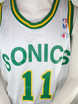 Champion Seattle Super Sonics Trikot 11 Detlef Schrempf weiß NBA 90er Herren XL