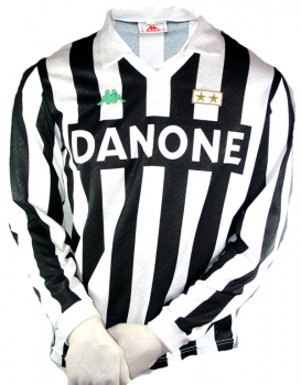 Kappa Juventus Turin Trikot 1992-94 Danone heim weiß schwarz langarm Herren L