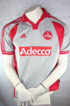 Adidas 1 FC Nürnberg Trikot 2000/01 Auswärts Adecco Grau rot Herren S-M und Kinder 176 cm