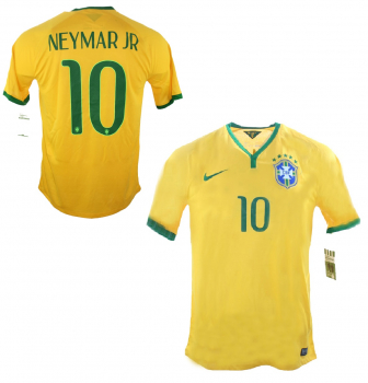 Nike Brasilien Trikot 11 Neymar JR WM 2014 Gelb Heim WM Herren 170cm=S-M