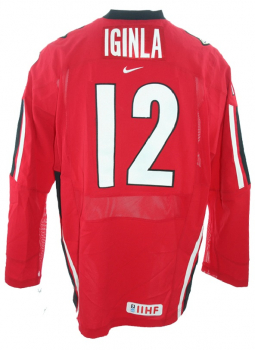 Nike Canadá hockey sobre hielo camiseta 12 Jarome Iginla Olympia Torino 2006 rojo senor XL