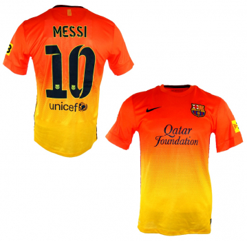 Nike FC Barcelona Trikot 10 Lionel Messi 2012/13 Qatar Auswärts Neu Orange Herren L