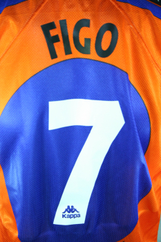 Kappa FC Barcelona Trikot 7 Luis Figo 1997/98 Away Orange Herren S