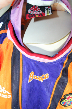 Kappa FC Barcelona Trikot 7 Luis Figo 1997/98 Orange Auswärts Herren XL