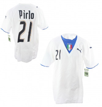 Puma Italien Trikot 21 Andrea Pirlo WM 2006 Weltmeister Weiß Herren M/L