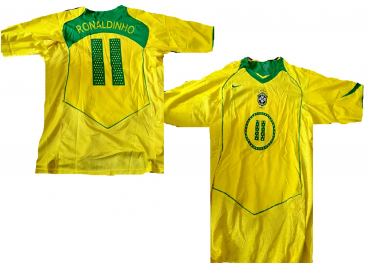 Nike Brasilien Trikot 11 Ronaldinho WM 2004 Gelb Heim Weltmeister Herren XXL/2XL