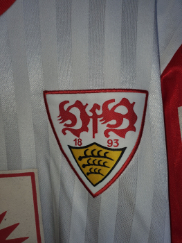 Retro VfB Stuttgart Trikot 1992 Meister Südmilch weiß heim langarm Herren M