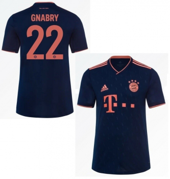 Adidas FC Bayern München Trikot 22 Serge Gnabry 2019/20 CL 3rd auswärts Telekom heim Marine navy Herren L