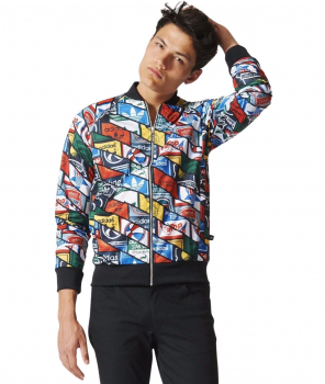 Adidas originals jacket TT tracksuit Tongue Labels AOP SST Superstar men's (ab7683) M