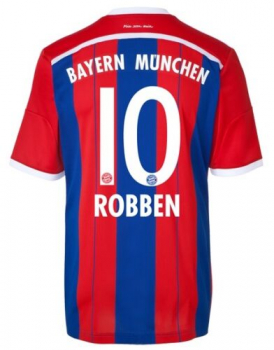Adidas FC Bayern Munich jersey 10 Arjen Robben 2014/15 home red blue kids 9y - 10y 140 cm (b-stock)