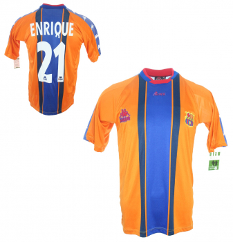 Kappa FC Barcelona Trikot 21 Luis Enrique 1997/98 Away Orange Match Issued Herren XL
