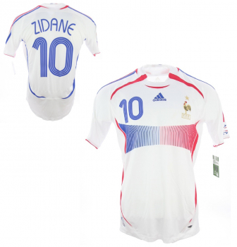 Adidas Frankreich Trikot 10 Zinedine Zidane WM 2006 Weiß Herren XL
