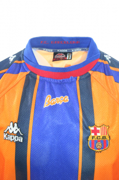 Kappa FC Barcelona Trikot 7 Luis Figo 1997/98 Away Orange Herren S