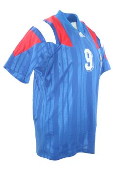 Adidas Frankreich Trikot 9 Jean-Pierre Papin Euro 1992 Heim Blau Herren M