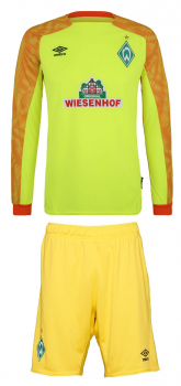 Umbro SV Werder Bremen Torwart-Trikot mit Hose 2018/19 gelb Wiesenhof Herren L