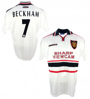 Umbro Manchester United Trikot 7 David Beckham 1997/98 Weiß Sharp Herren XL