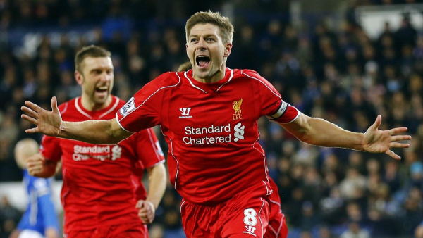 Warrior FC Liverpool Trikot 8 Steven Gerrard 2014/15 heim Standard Chatered rot Herren XXL/2XL