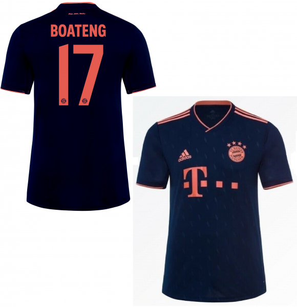 Adidas FC Bayern München Trikot 17 Jerome Boateng 2019/20 CL 3rd auswärts Telekom heim Marine navy Herren M