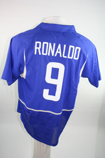Nike Brasilien Trikot 9 Ronaldo WM 2002 Weltmeister Away Blau Herren XL