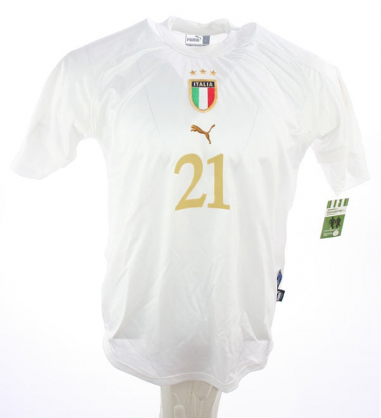 Puma Italien Trikot 21 Andrea Pirlo Euro 2004 Away weiß Herren XL