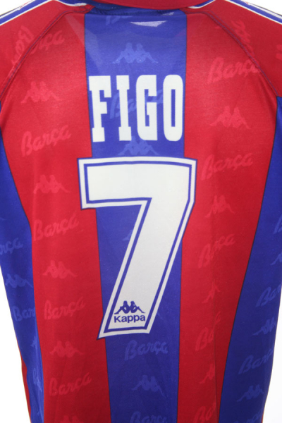 Kappa FC Barcelona Trikot 7 Luis Figo 1996/97 Heim Match Issued Neu Herren M